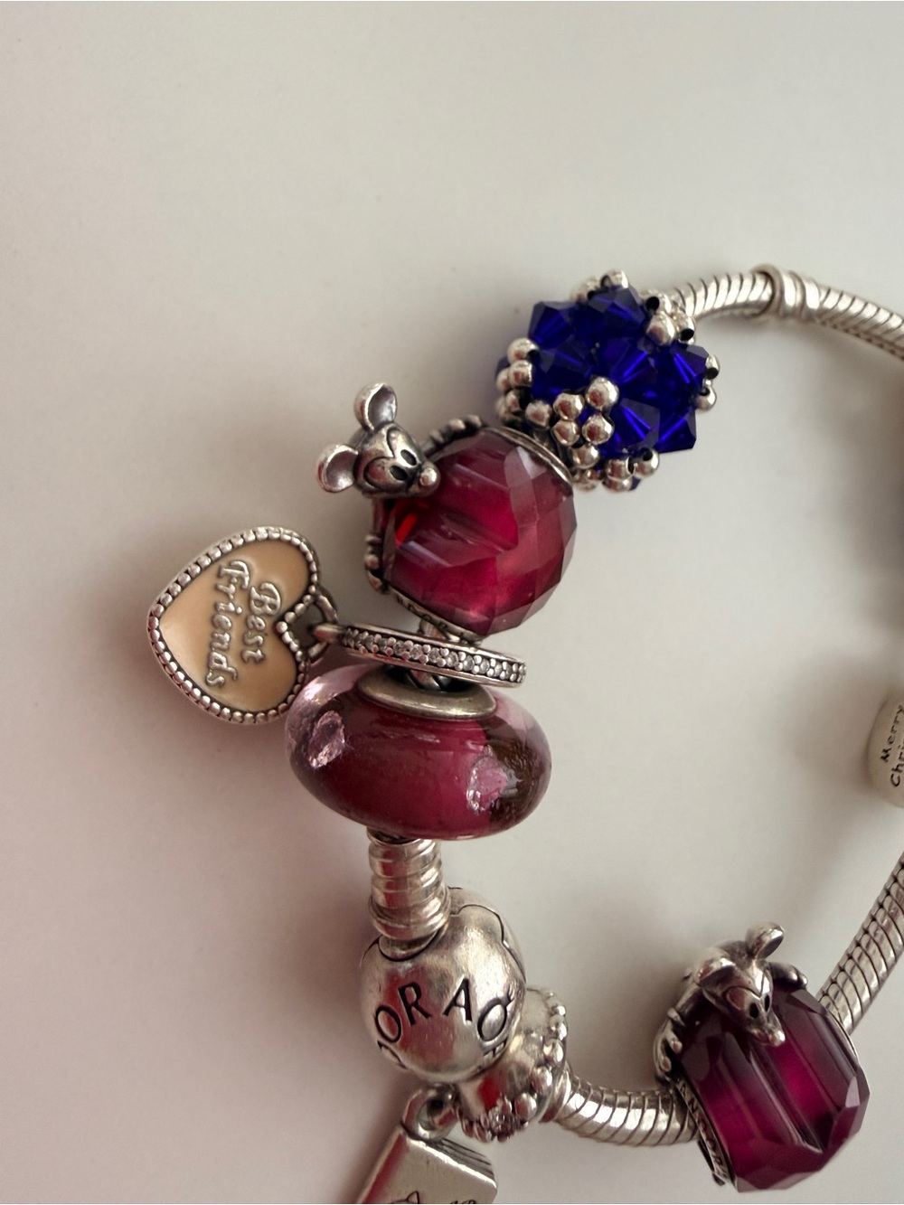 Pandora Silver Bracelet with Purple and Blue Beads - Picture 3 of 5